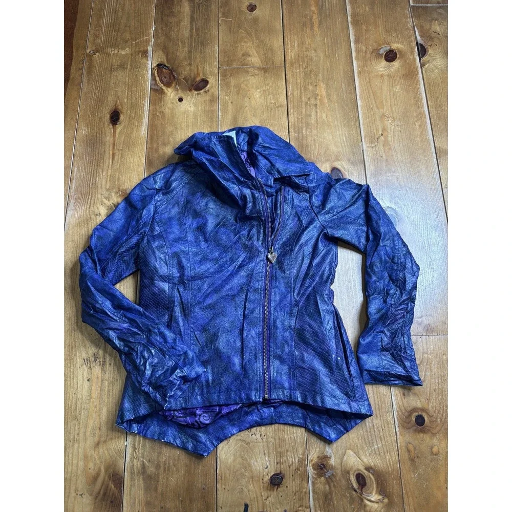 Disney Descendants Mal Boys Faux Leather Moto Jacket Purple Blue Size 11/12